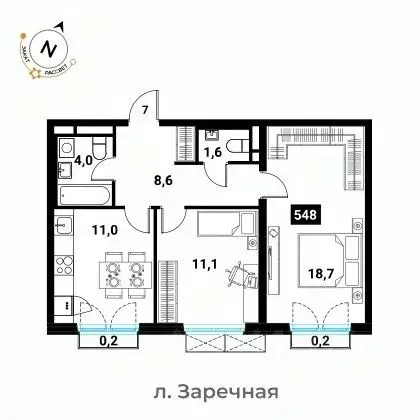 2-к кв. Москва Большая Филевская ул., 3к4 (56.6 м) - Фото 0