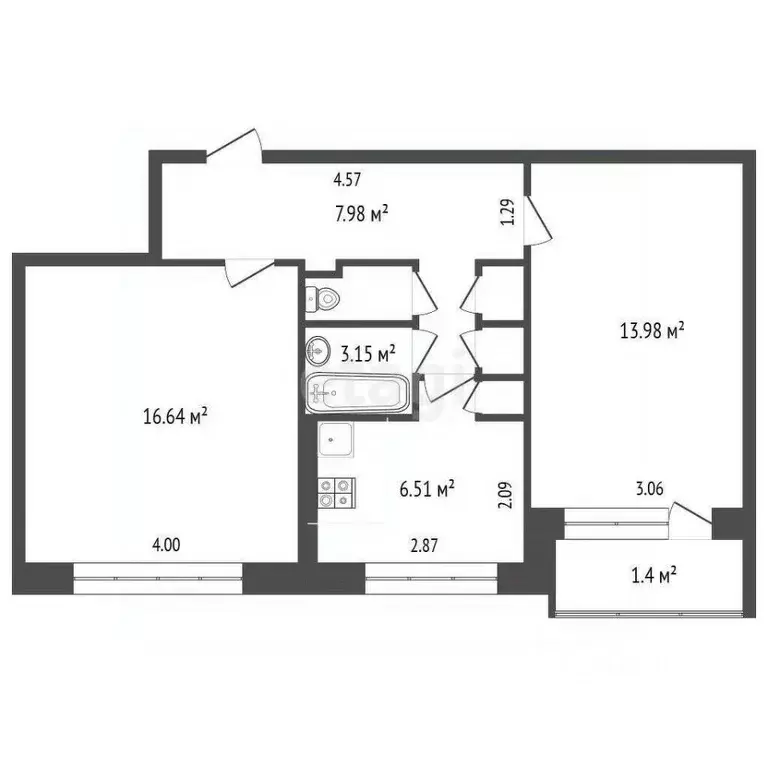 2-к кв. Мордовия, Саранск ул. Косарева, 21А (50.7 м) - Фото 1