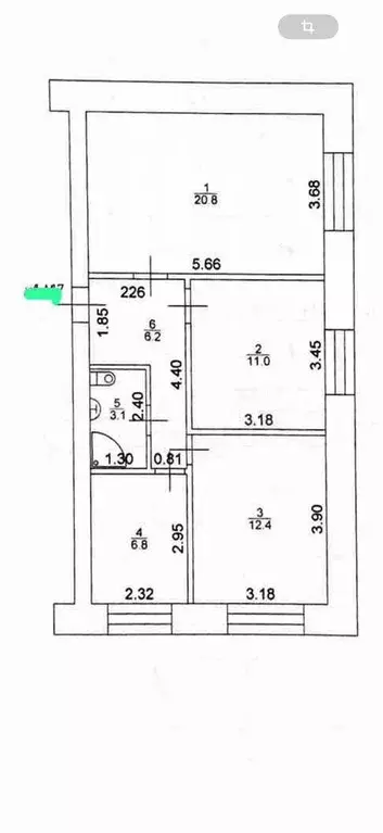 3-к. квартира, 60,3 м, 2/9 эт. - Фото 0