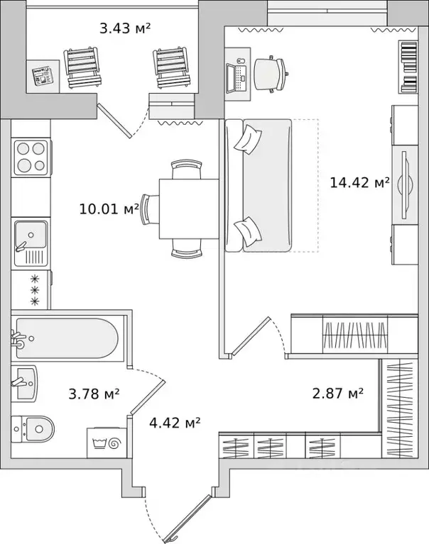 1-к кв. Санкт-Петербург ул. Плесецкая, 24 (38.93 м) - Фото 0