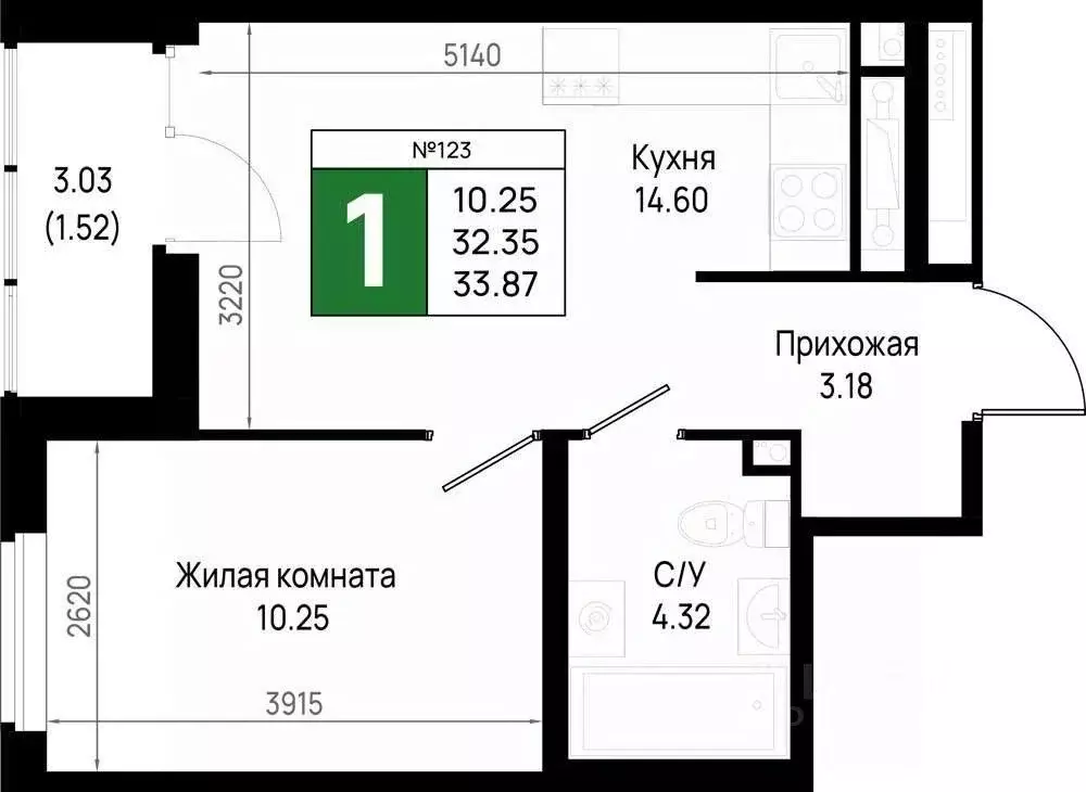 1-к кв. Ленинградская область, Всеволожский район, Свердловское ... - Фото 1