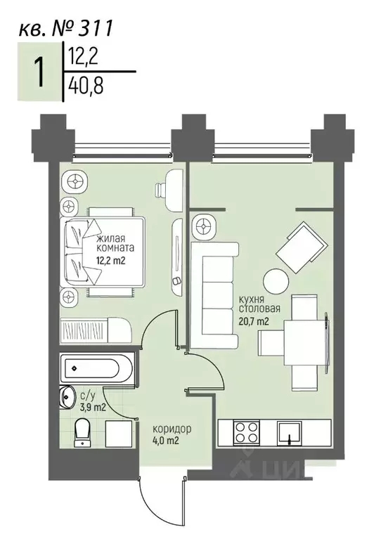 1-к кв. Нижегородская область, Нижний Новгород Спортивный мкр, ... - Фото 1