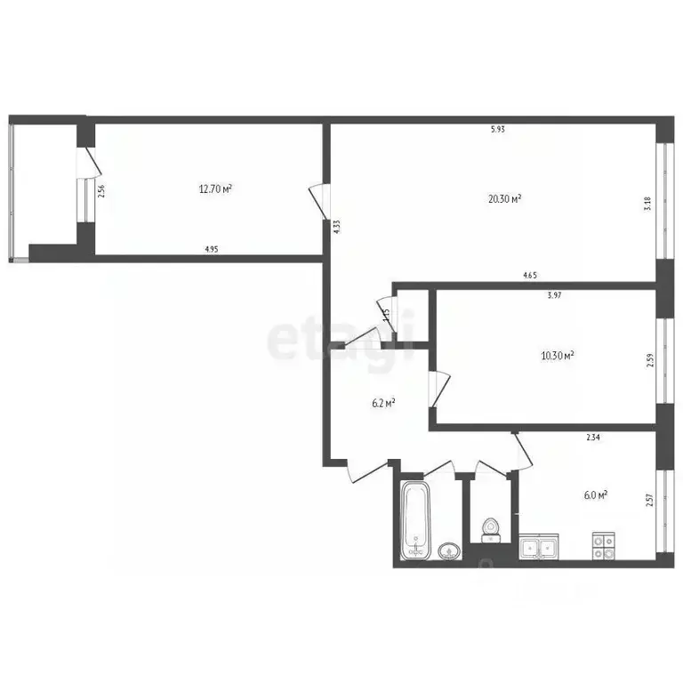 3-к кв. Татарстан, Набережные Челны 17-й комплекс, бул. Солнечный, 5 ... - Фото 2