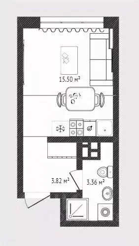 Студия Тюменская область, Тюмень ул. Лесопарковая, 1к1 (22.0 м) - Фото 0