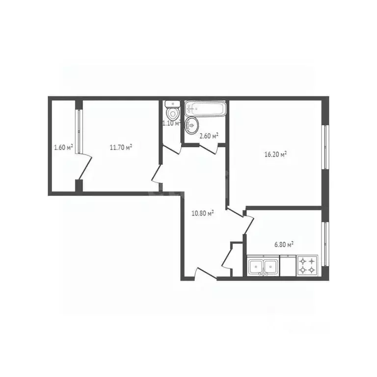 2-к кв. Брянская область, Брянск ул. Мичурина, 4 (49.6 м) - Фото 1