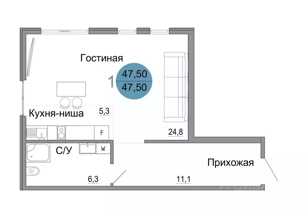 1-к кв. Крым, Керчь Белый город жилой комплекс (47.5 м) - Фото 0