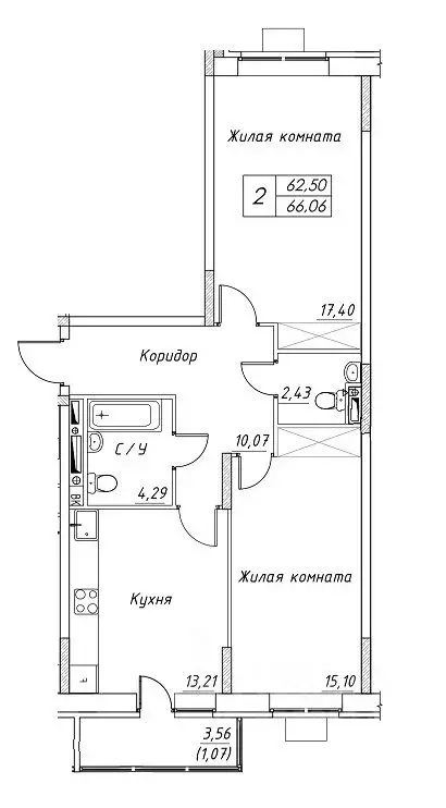 2-к кв. Московская область, Дмитров  (66.06 м) - Фото 0