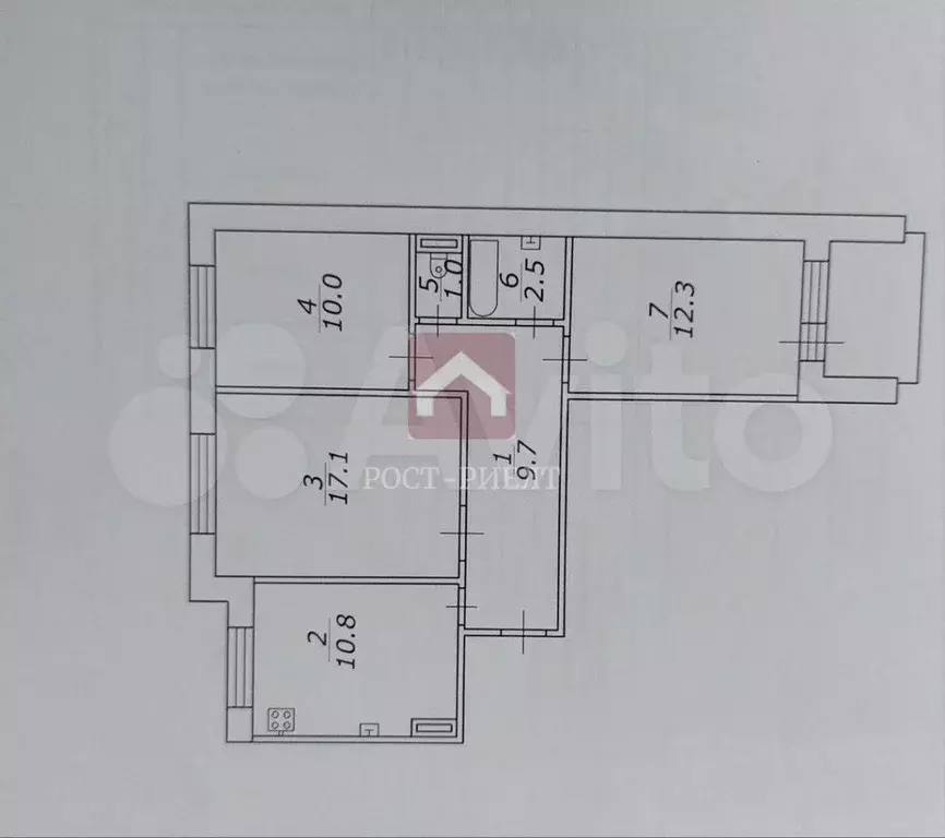 3-к. квартира, 63,4 м, 3/10 эт. - Фото 0