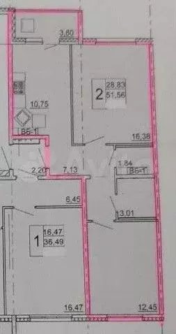 2-к. квартира, 52 м, 2/9 эт. - Фото 0
