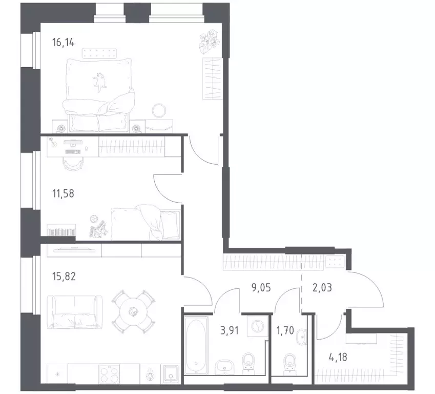 2-к кв. Мурманская область, Кола Кольские Огни жилой комплекс, 1 ... - Фото 1