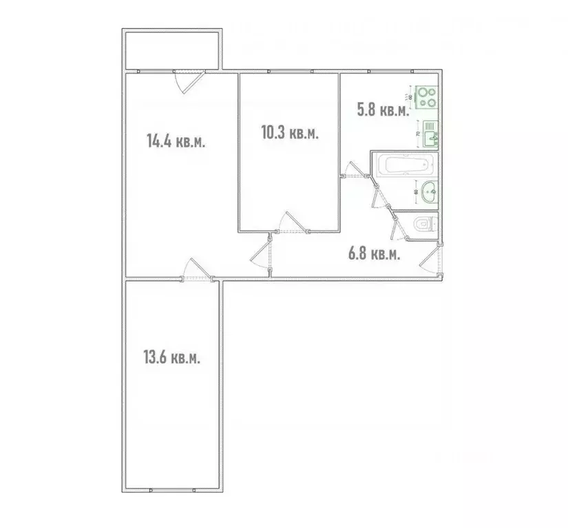 3-к кв. Омская область, Омск пос. 40 лет Октября, пер. Камерный, 48 ... - Фото 2