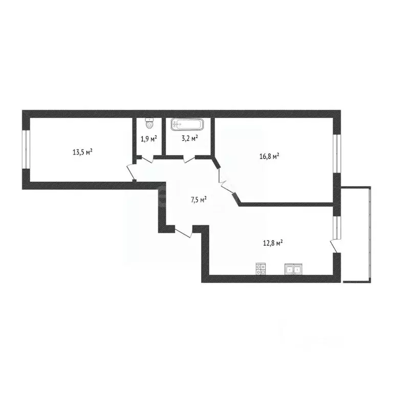 2-к кв. Башкортостан, Нефтекамск Комсомольский просп., 43А (56.9 м) - Фото 1