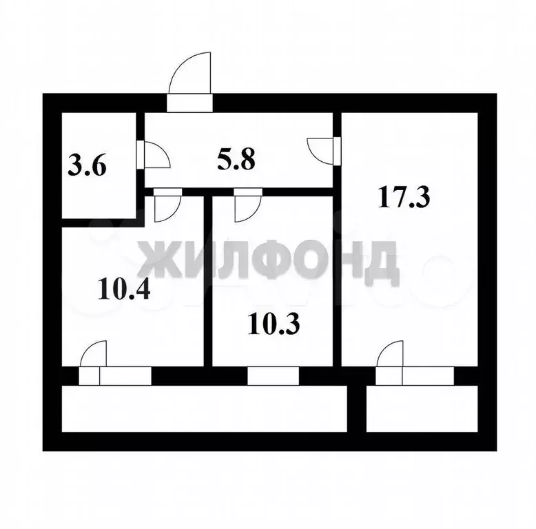 2-к. квартира, 47,4 м, 4/4 эт. - Фото 0