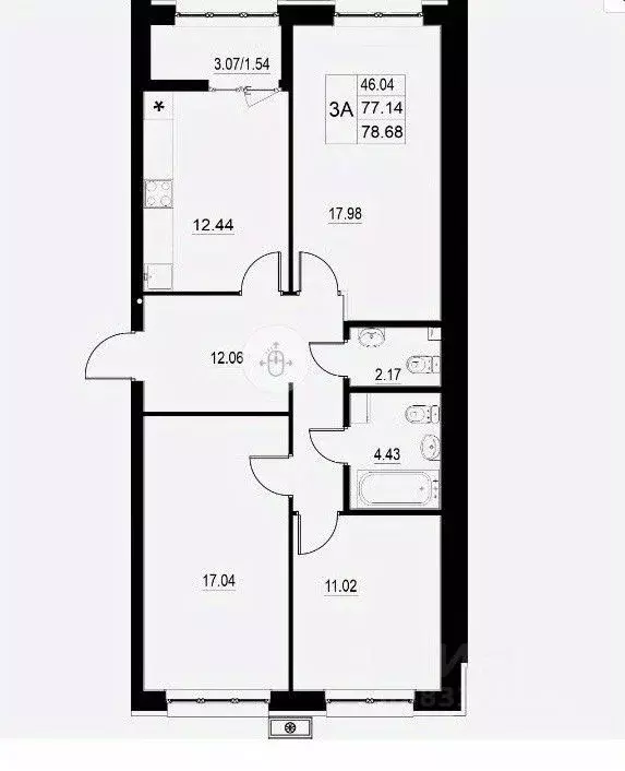 3-к кв. Татарстан, Казань ул. Михаила Миля, 7 (78.0 м) - Фото 2