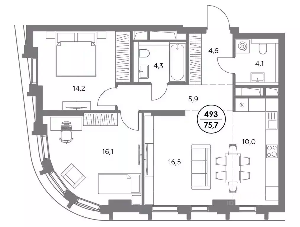 2-к кв. Москва ул. Фридриха Энгельса, 56С9 (75.7 м) - Фото 0