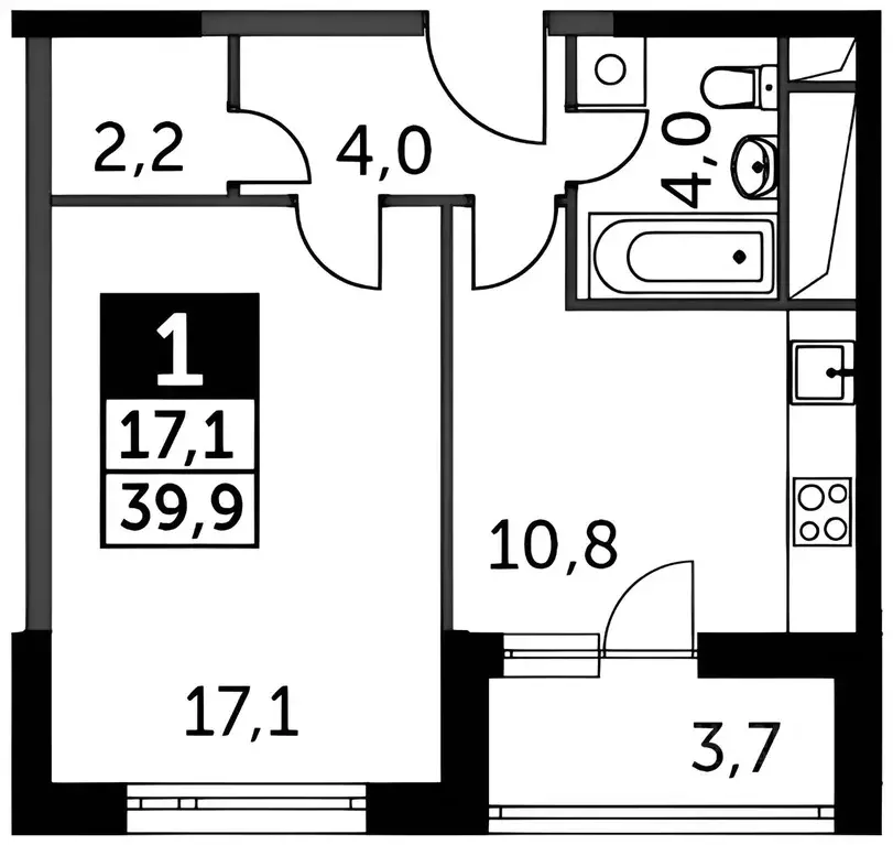 1-к кв. Калужская область, Обнинск просп. Ленина, 219 (42.0 м) - Фото 2