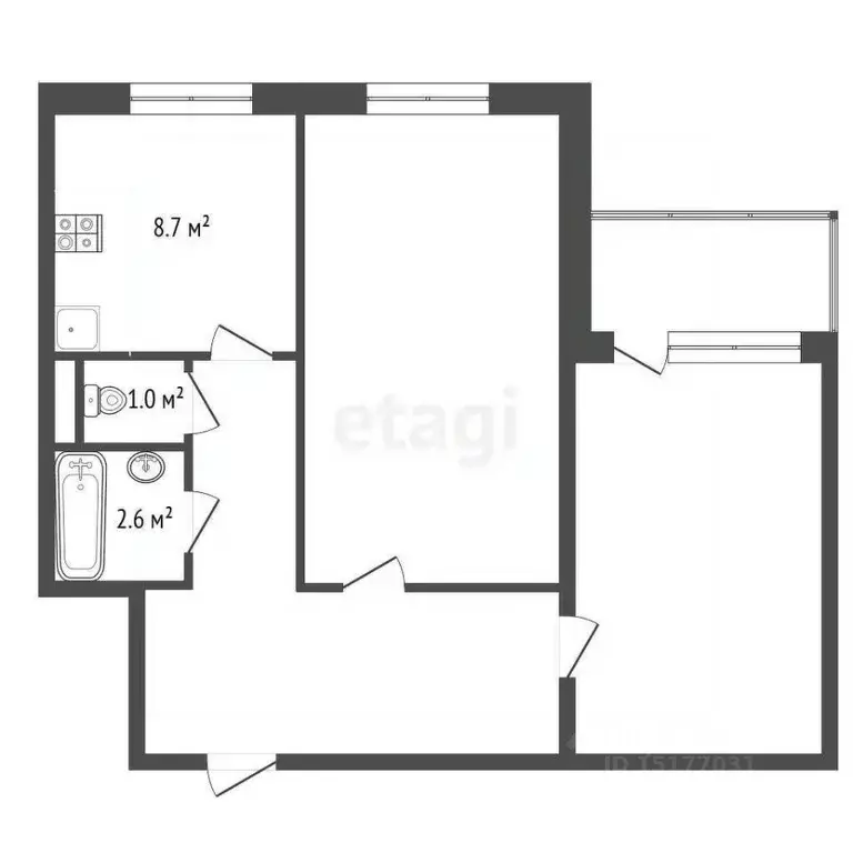 2-к кв. Ямало-Ненецкий АО, Новый Уренгой Мирный мкр, 1/4 (53.7 м) - Фото 2