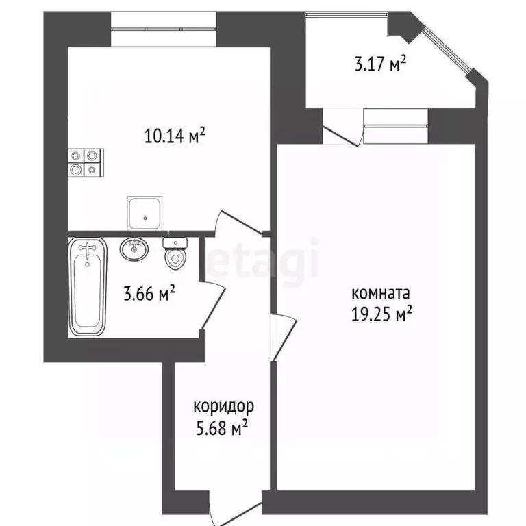 1-к кв. Ярославская область, Ярославль ул. 2-я Мельничная, 35В (38.1 ... - Фото 2