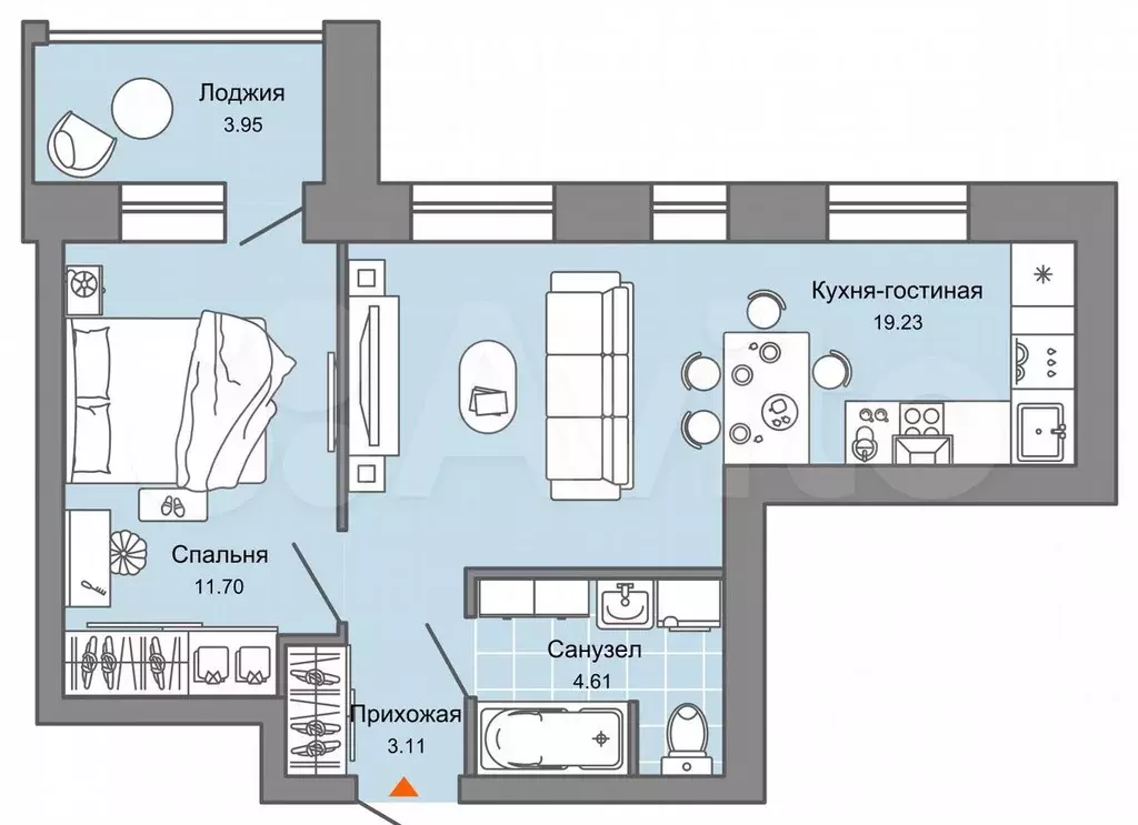 2-к. квартира, 41 м, 7/9 эт. - Фото 0