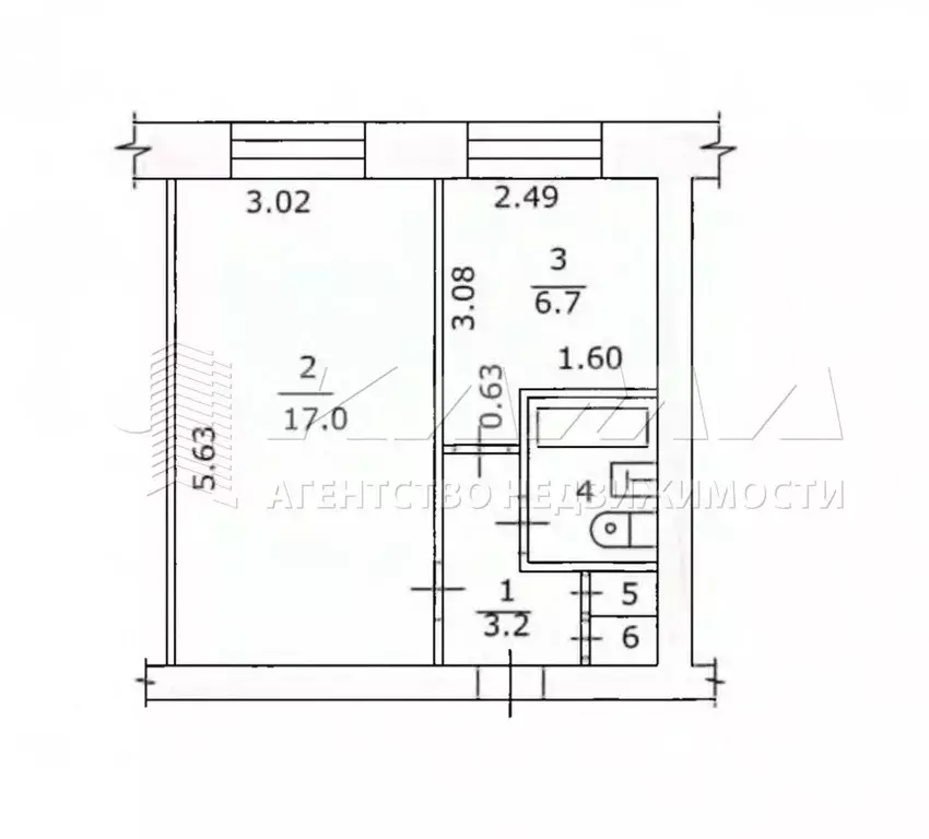 1-к кв. Татарстан, Набережные Челны просп. Мусы Джалиля, 20 (30.5 м) - Фото 2