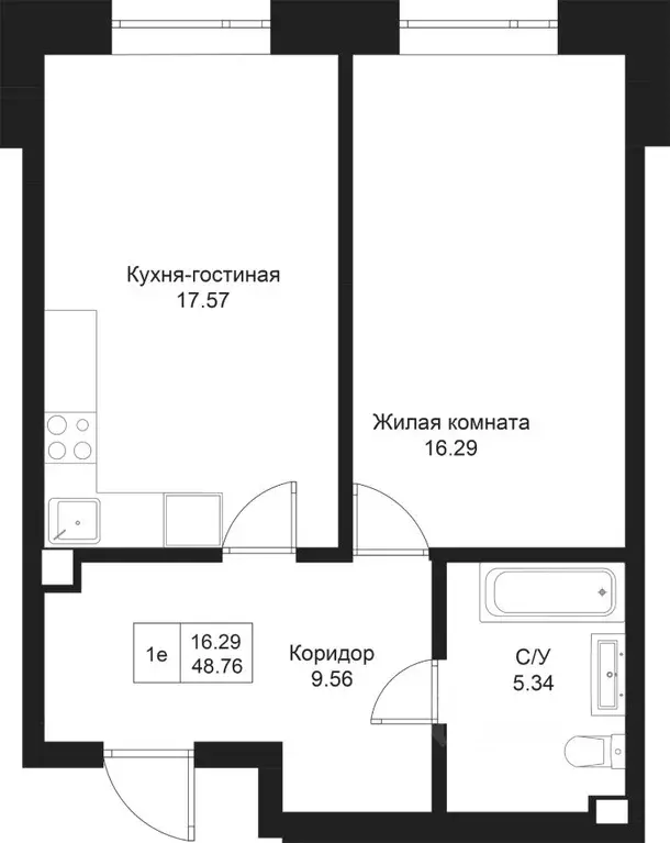 1-к кв. Татарстан, Казань Дом на Исхаки жилой комплекс (48.76 м) - Фото 0