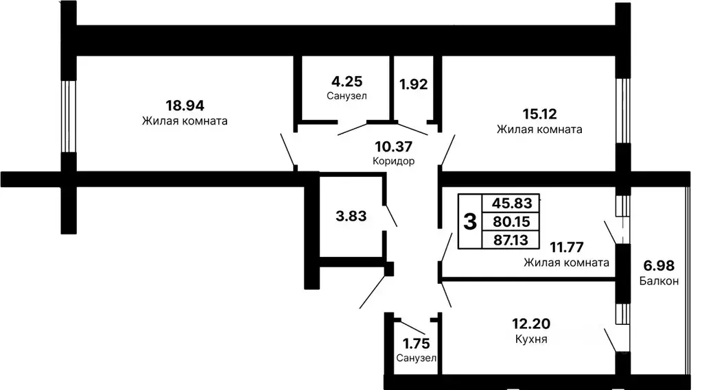 3-к кв. Самарская область, Самара ул. Максима Горького, 58Б (87.13 м) - Фото 1