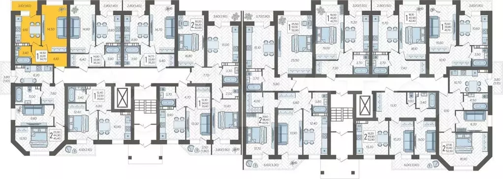 1-к. квартира, 34,7 м, 1/6 эт. - Фото 1