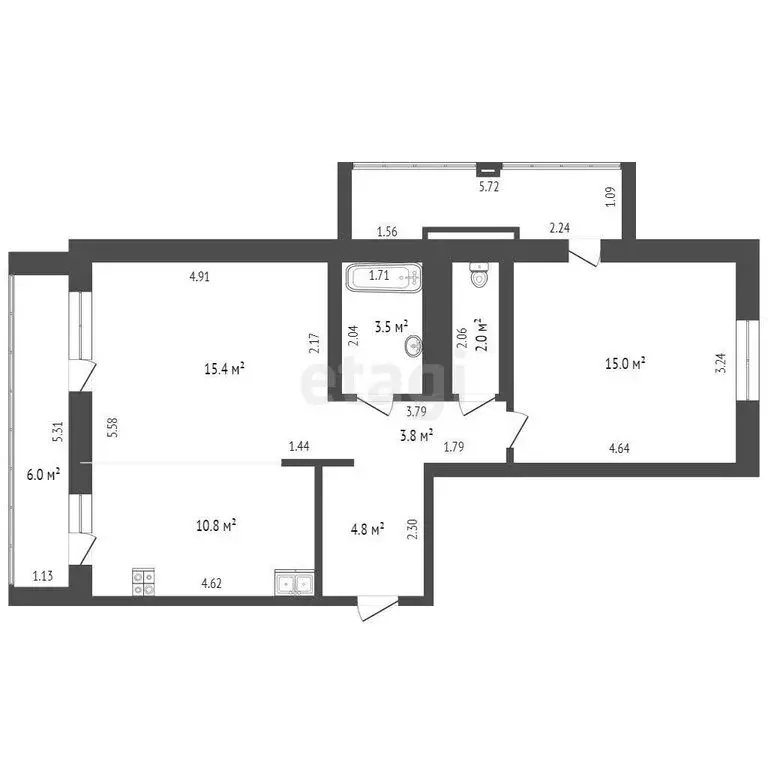 2-комнатная квартира: Омск, улица Красный Путь, 105 (62 м) - Фото 1