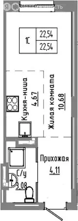 Квартира-студия: Краснообск, жилой комплекс Базилик (22.54 м) - Фото 1