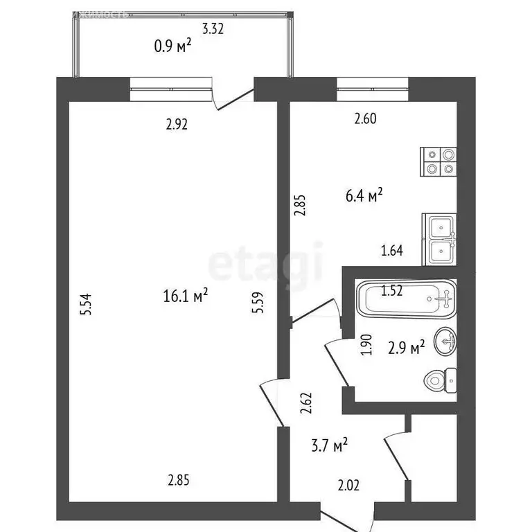 1-комнатная квартира: Стерлитамак, проспект Октября, 18 (30.7 м) - Фото 1