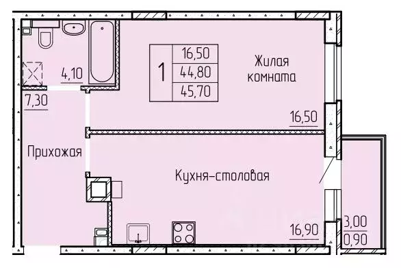 1-к кв. Ростовская область, Батайск ул. Макаровского, 4к2 (46.0 м) - Фото 0