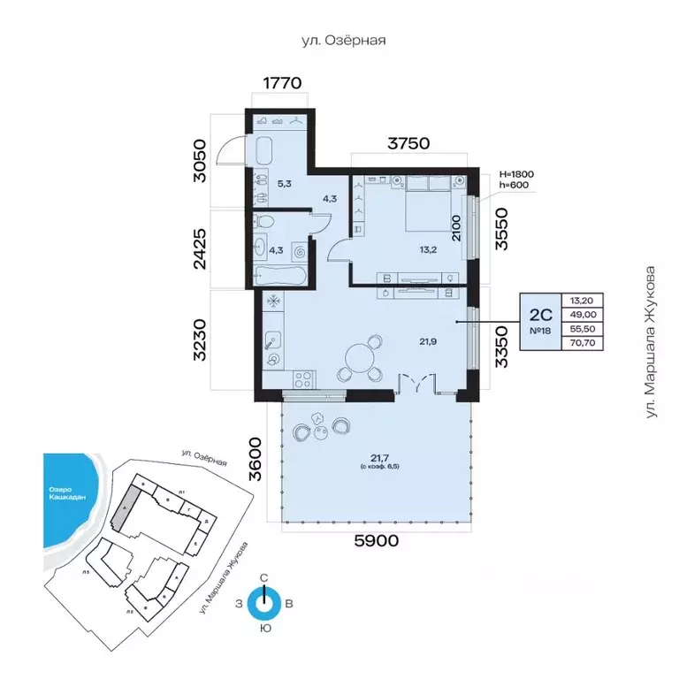 2-к кв. Башкортостан, Уфа Сипайлово жилрайон, Атлантис жилой комплекс ... - Фото 1