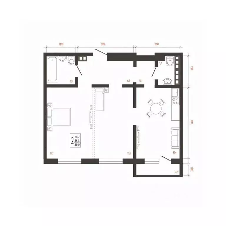 2-к кв. Иркутская область, Иркутск Сарафановская ул. (59.0 м) - Фото 0