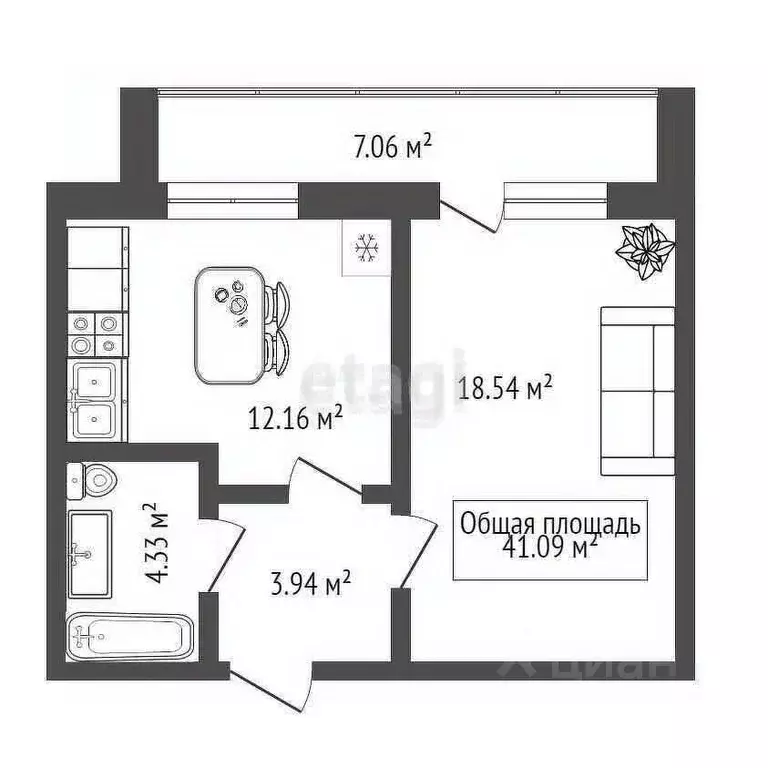 1-к кв. Новосибирская область, Бердск Морской мкр, 7 (44.0 м) - Фото 2