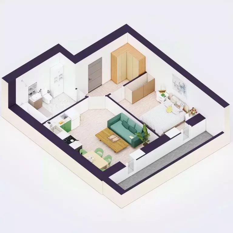 2-к кв. Башкортостан, Уфа Кавказская ул., 24 (41.28 м) - Фото 1