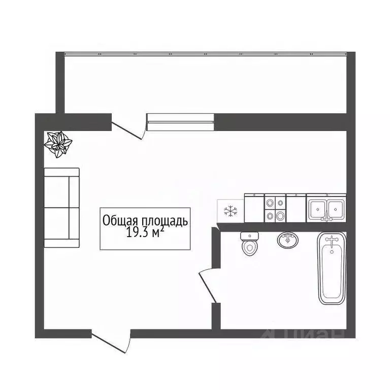 Студия Новосибирская область, Новосибирск ул. Виктора Уса, 13 (19.3 м) - Фото 1