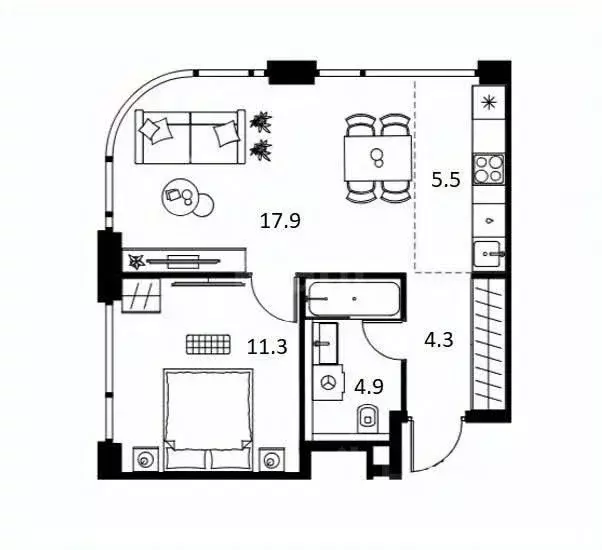 2-к кв. Москва Левел Мичуринский жилой комплекс (44.0 м) - Фото 1