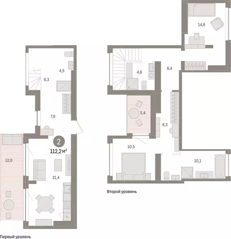 2-комнатная квартира: Тюмень, ЖК Дом у Озера (112.15 м) - Фото 1
