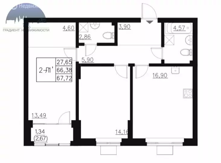 3-комнатная квартира: Казань, улица Ярдем, 23 (68 м) - Фото 0