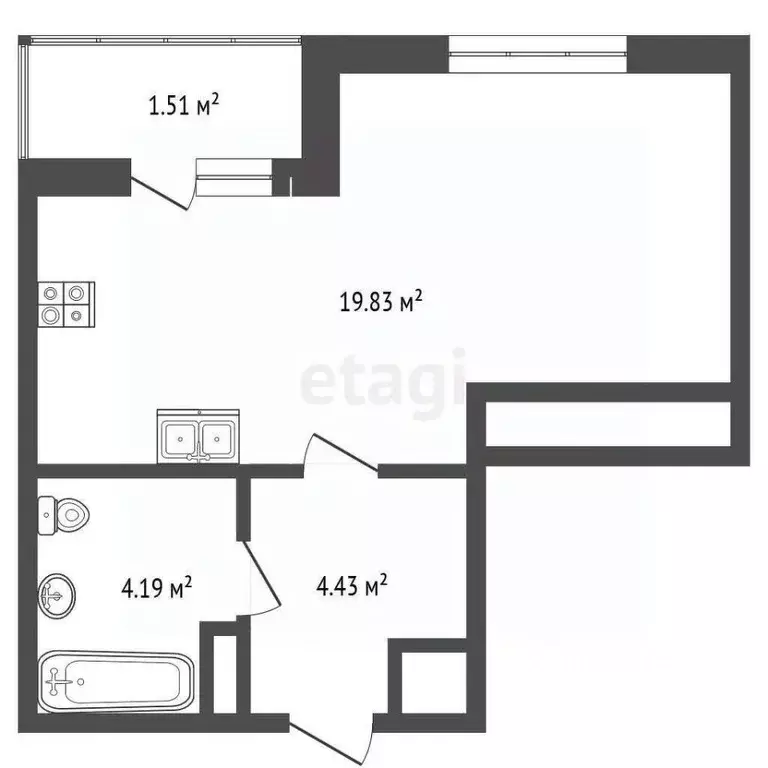 Студия Ярославская область, Ярославль ул. Дядьковская, 6 (29.96 м) - Фото 1