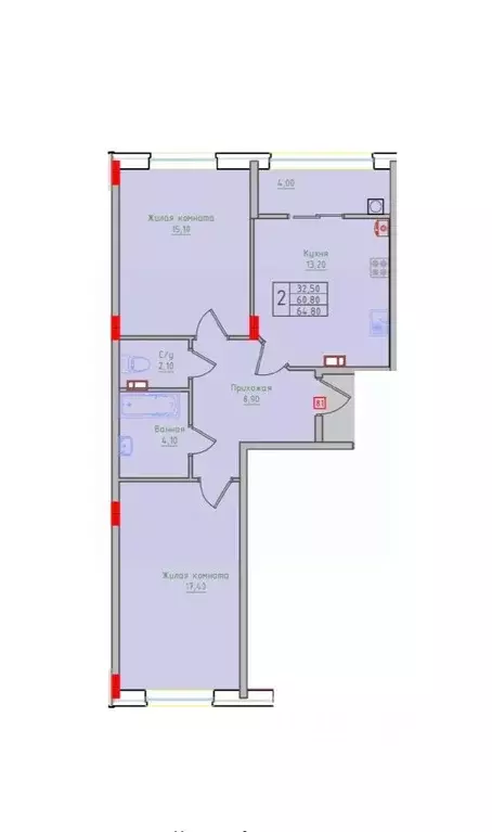 2-к кв. Ставропольский край, Невинномысск ул. Имени Героя России ... - Фото 1