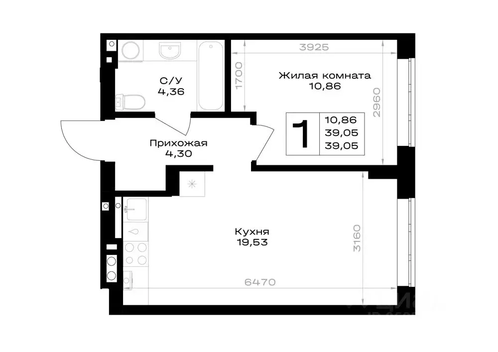 1-к кв. Калининградская область, Гурьевск Включи жилой комплекс (39.05 ... - Фото 1