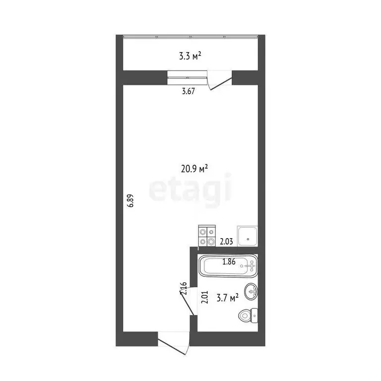 Квартира-студия: Тюмень, Комбинатская улица, 54к2 (24.6 м) - Фото 0