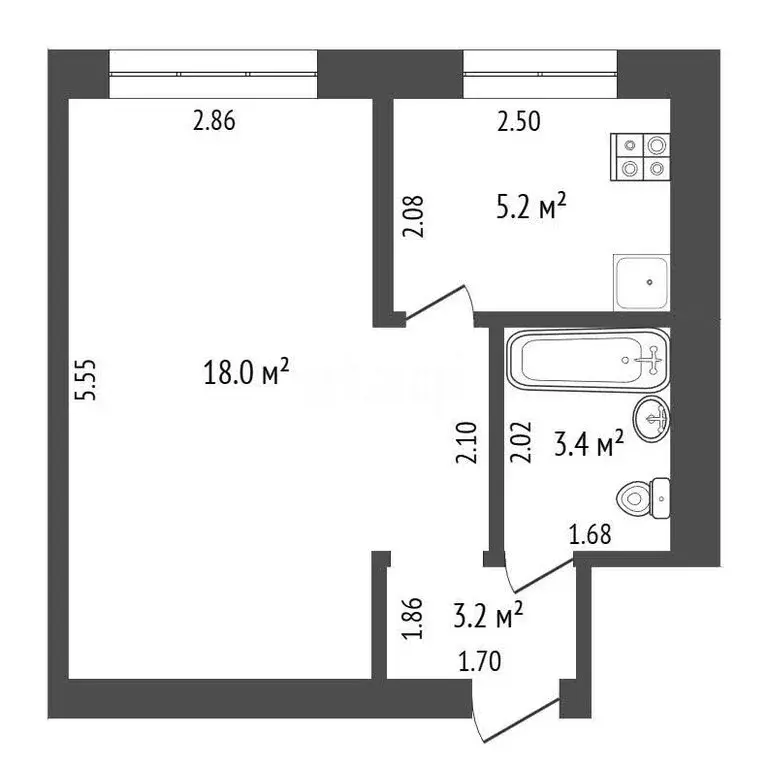 1-комнатная квартира: Тюмень, улица Республики, 186 (28.6 м) - Фото 0