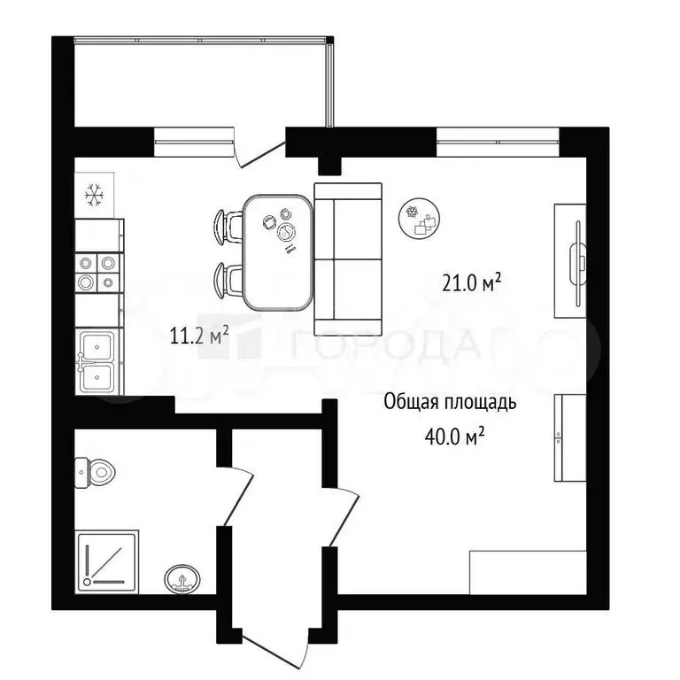 1-к. квартира, 40 м, 2/17 эт. - Фото 0