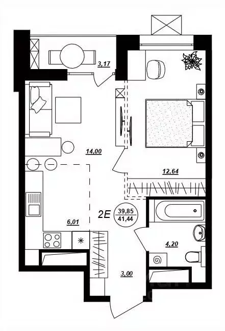 2-к кв. Хабаровский край, Хабаровск ул. Демьяна Бедного (41.44 м) - Фото 1