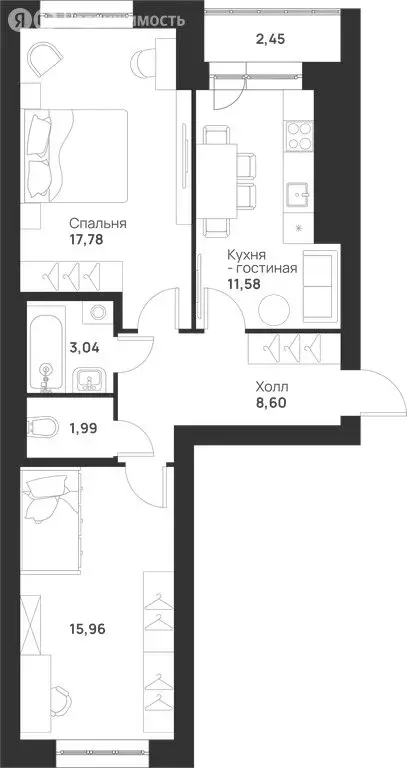 2-комнатная квартира: Тула, микрорайон Новая Тула (61.4 м) - Фото 0