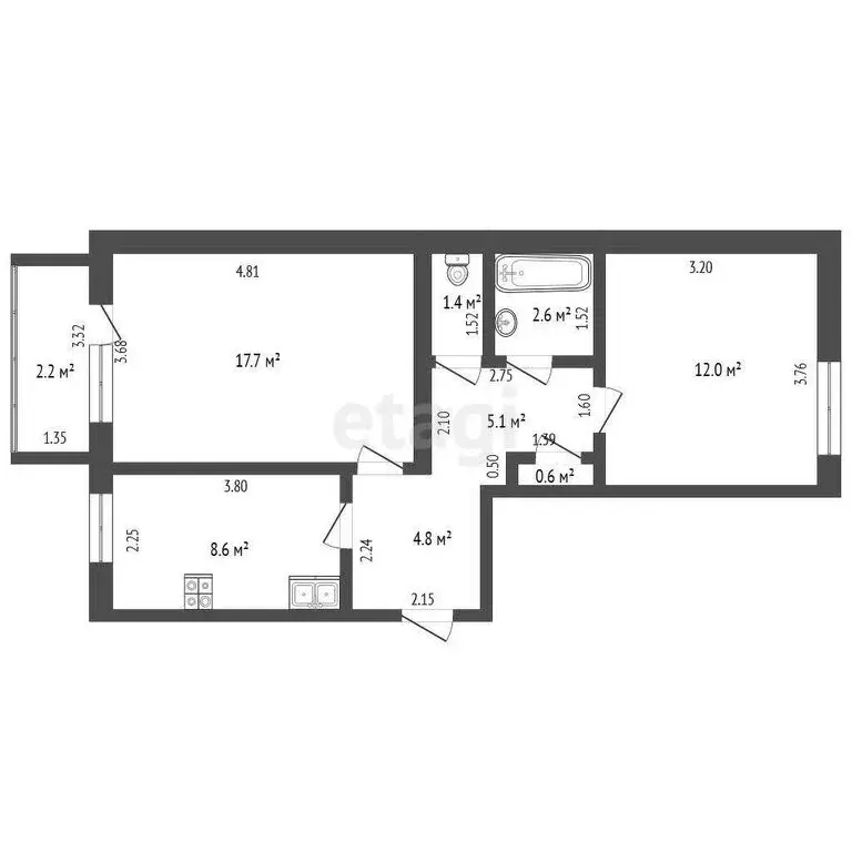 2-комнатная квартира: село Большой Куганак, Фестивальная улица, 3 ... - Фото 1