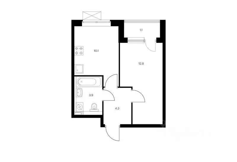 1-к кв. Тюменская область, Тюмень Полевая ул., 117к2 (35.6 м) - Фото 1