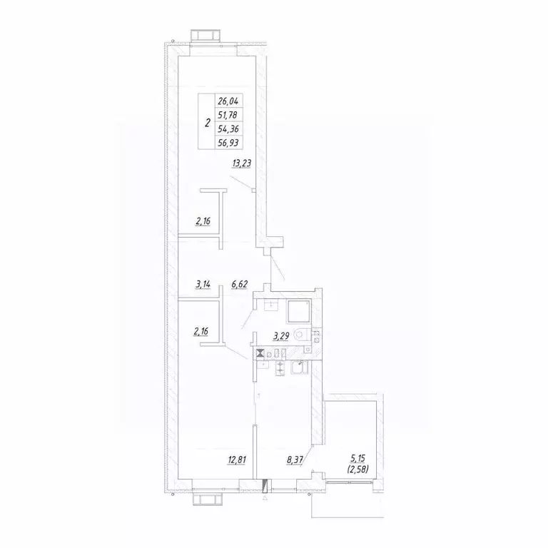 2-к кв. Калининградская область, Зеленоградск  (56.93 м) - Фото 1